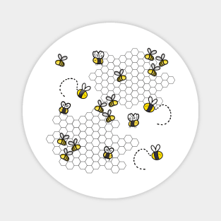 Cute bees flying around Honeycomb Magnet